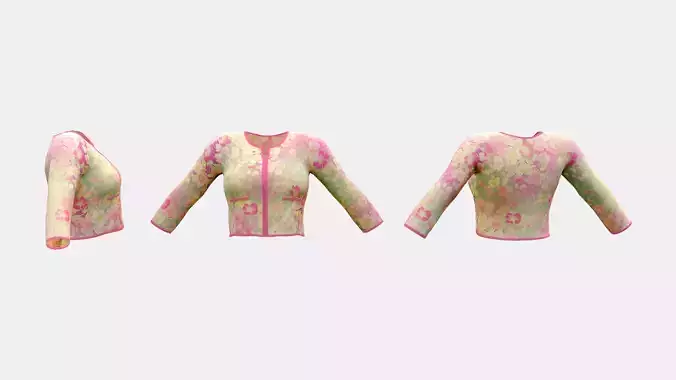 Female Crop Jacket Low-poly 3D model Female Crop Jacket Low-poly 3D model