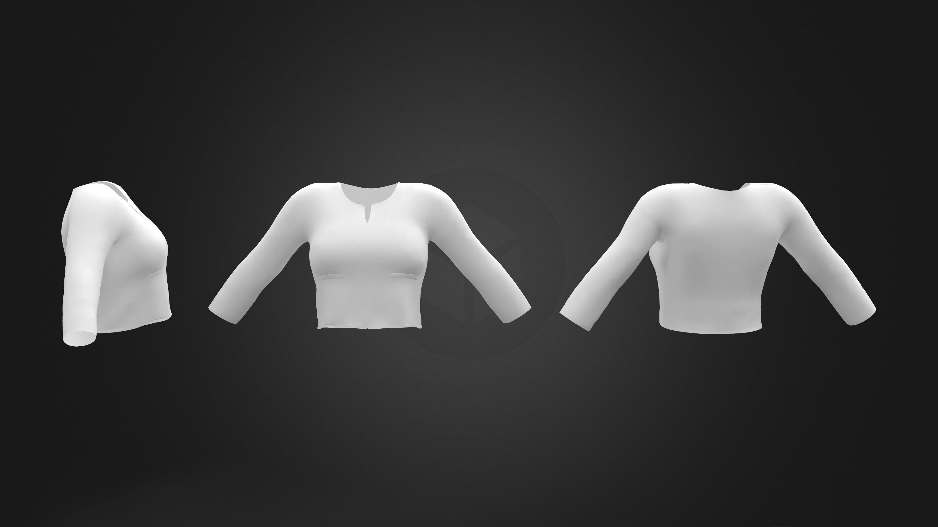 Female Crop Jacket Low-poly 3D model_5