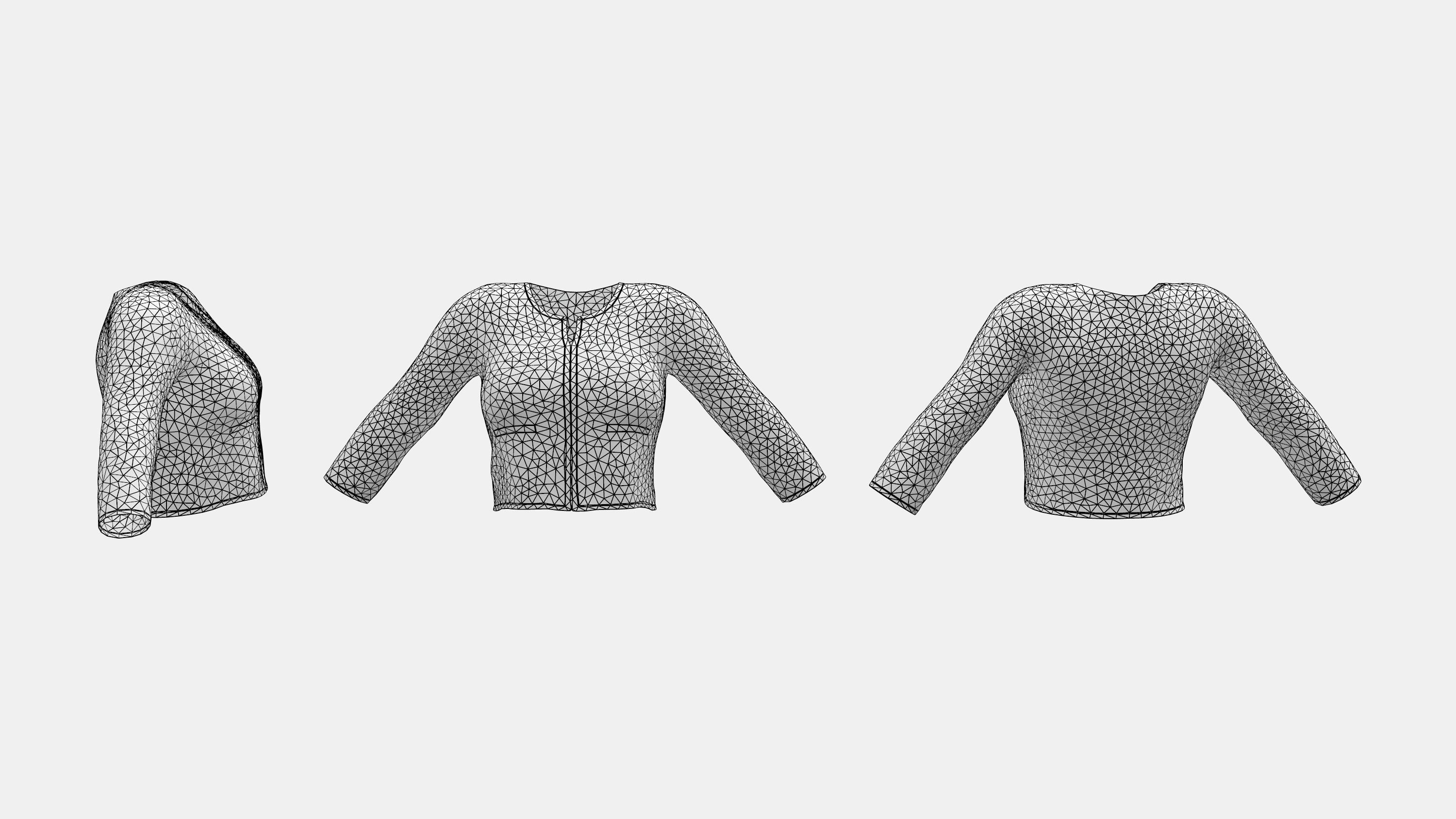 Female Crop Jacket Low-poly 3D model_4