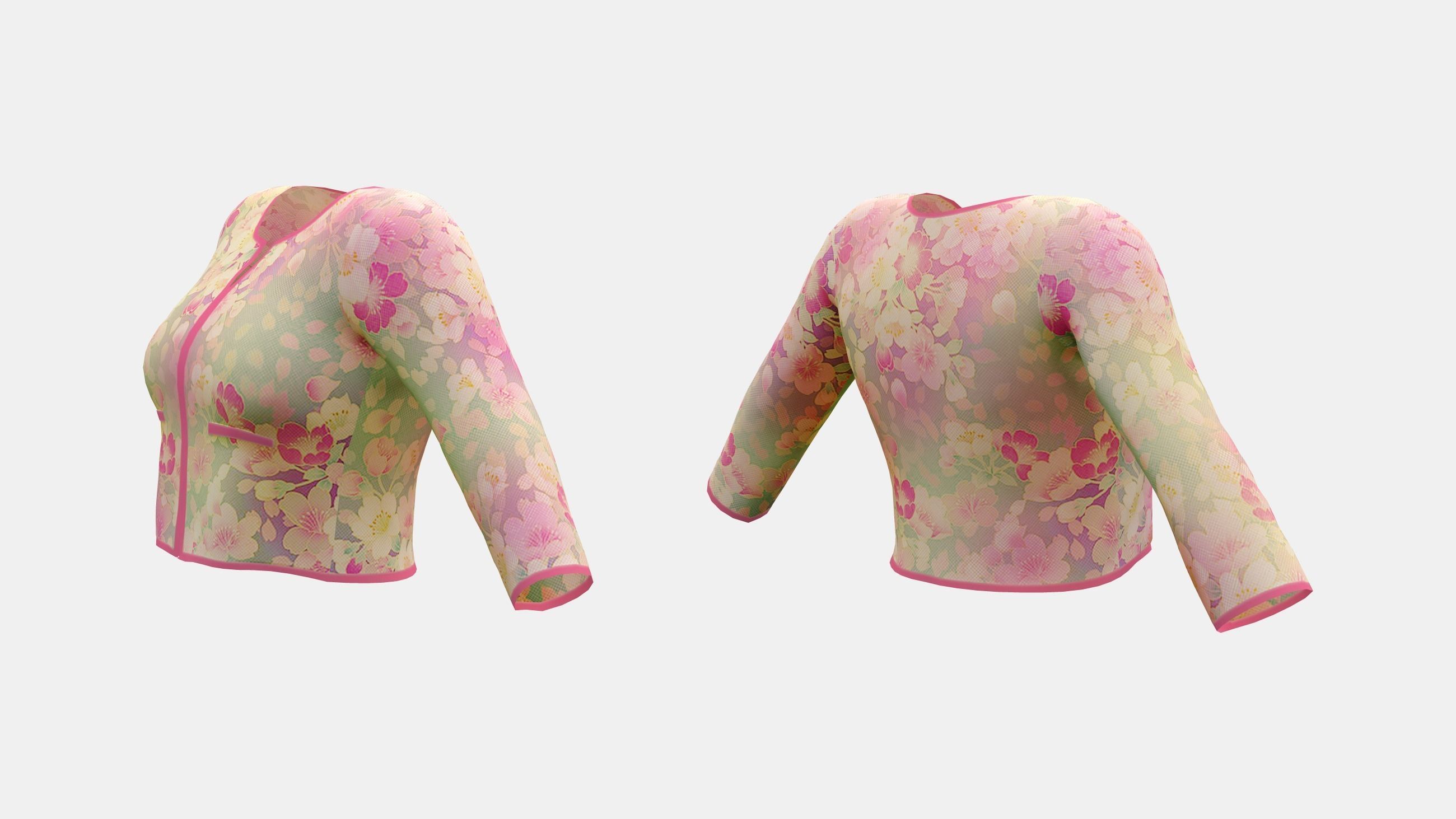 Female Crop Jacket Low-poly 3D model_3