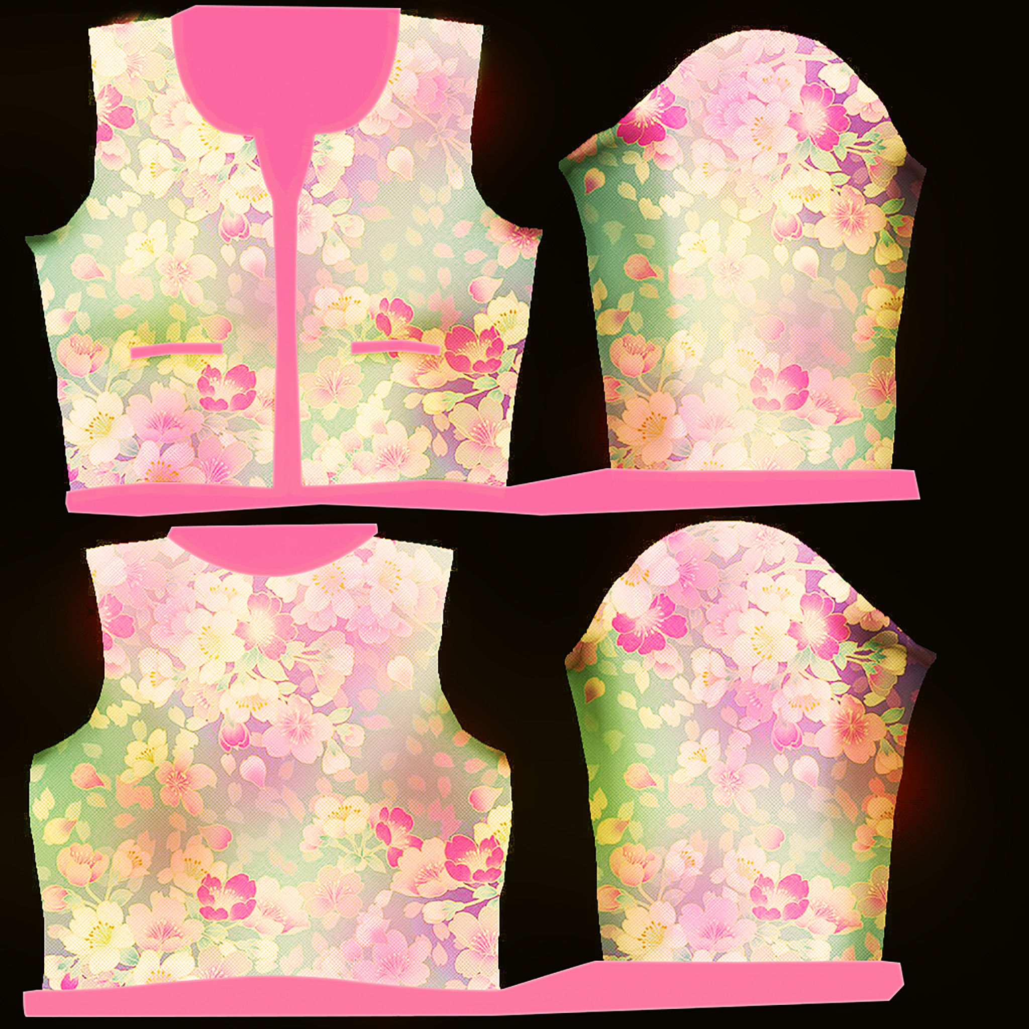 Female Crop Jacket Low-poly 3D model_6