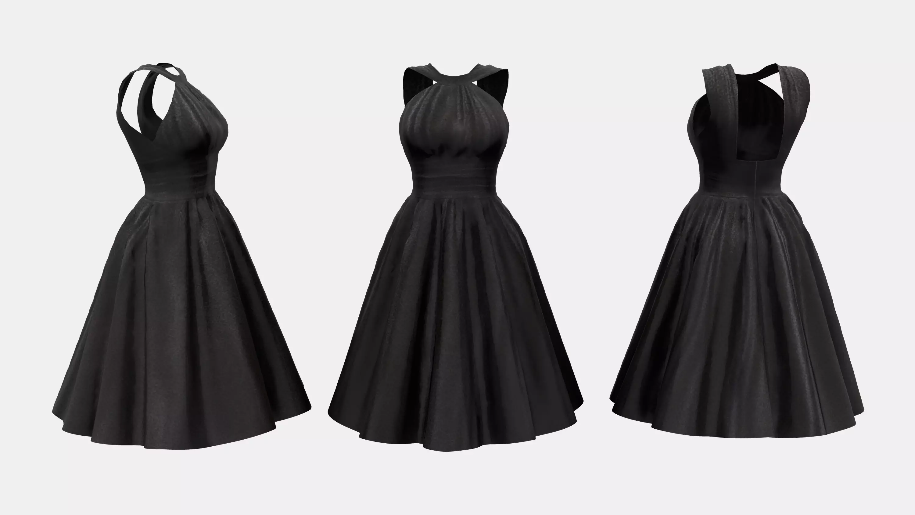 Retro Halter Dress V2 Low-poly 3D model