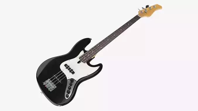 Bass guitar electric 4-string 02 black 3D model