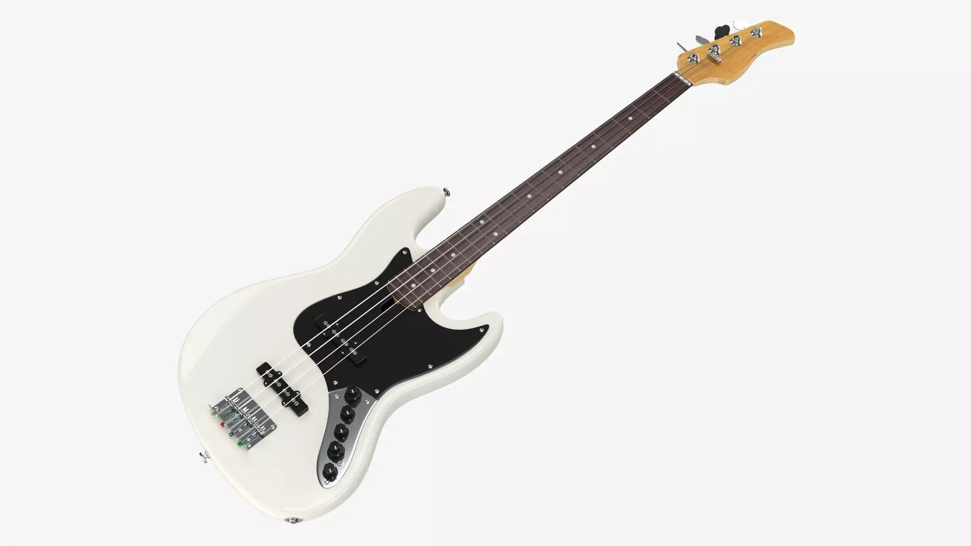 Bass guitar electric 4-string 02 white 3D model