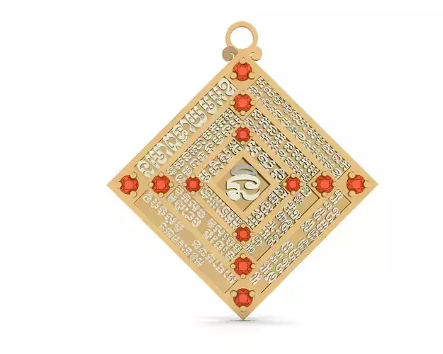 Necklace diamond pendant with orange stones