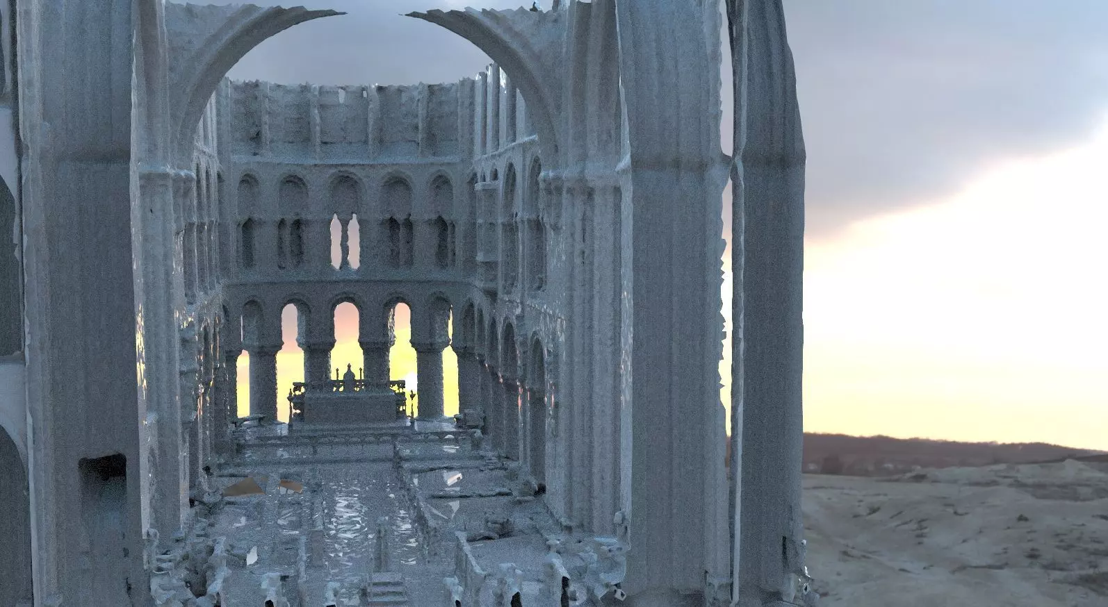 Cathedral interior sketchy 3D model