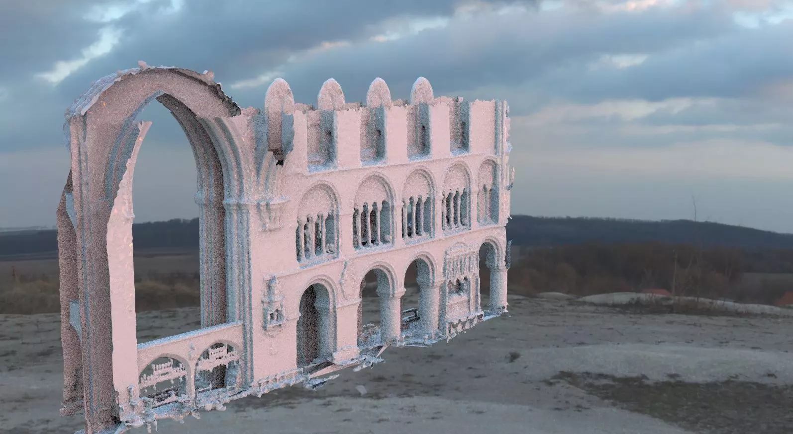 Cathedral interior sketchy wall 3D model