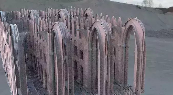 Cathedral interior sketchy very long hallways 3D model