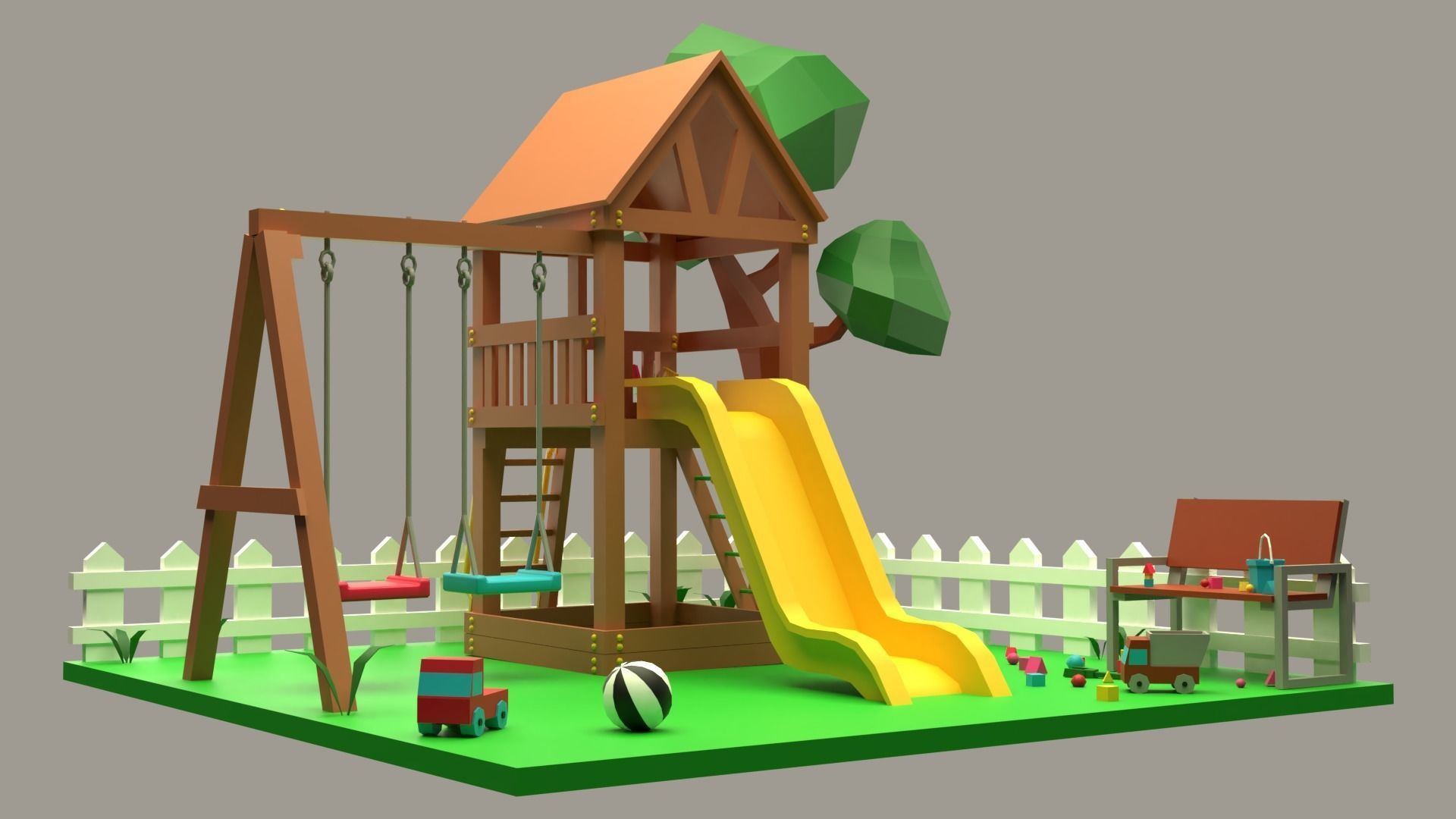 Playground Room 8 Low-poly 3D model_3
