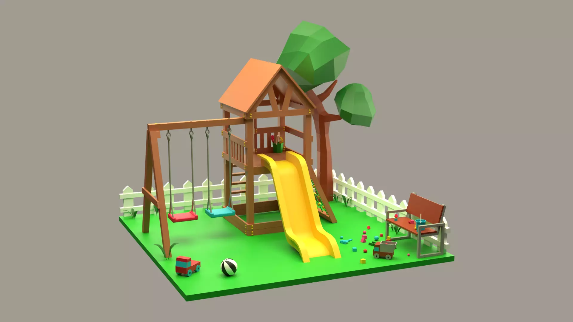 Playground Room 8 Low-poly 3D model_0