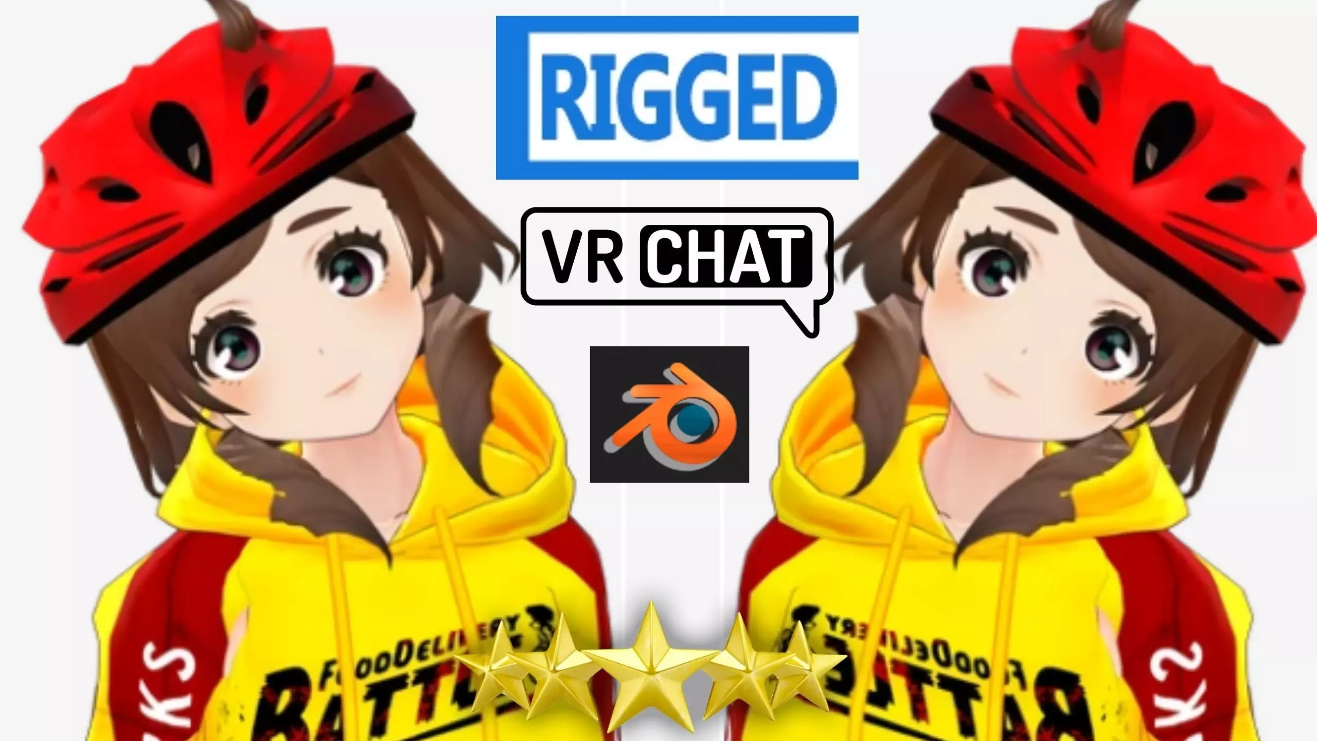 cute anime girl character c10 Low-poly 3D model