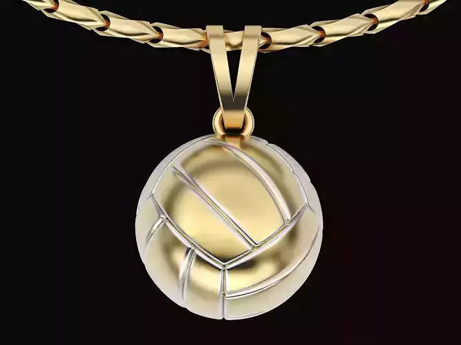 Volleyball Ball Pendant Sculpture jewelry gold 3D print model