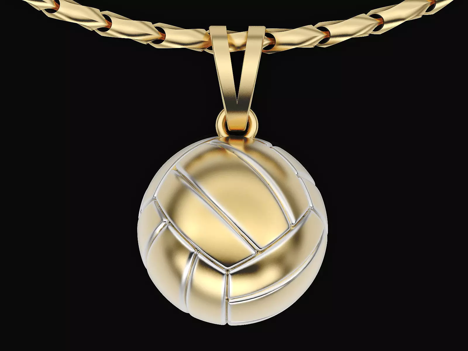 Volleyball Ball Pendant Sculpture jewelry gold 3D print model_0
