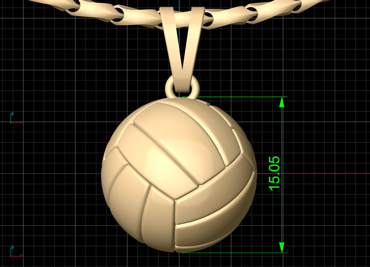 Volleyball Ball Pendant Sculpture jewelry gold 3D print model_8