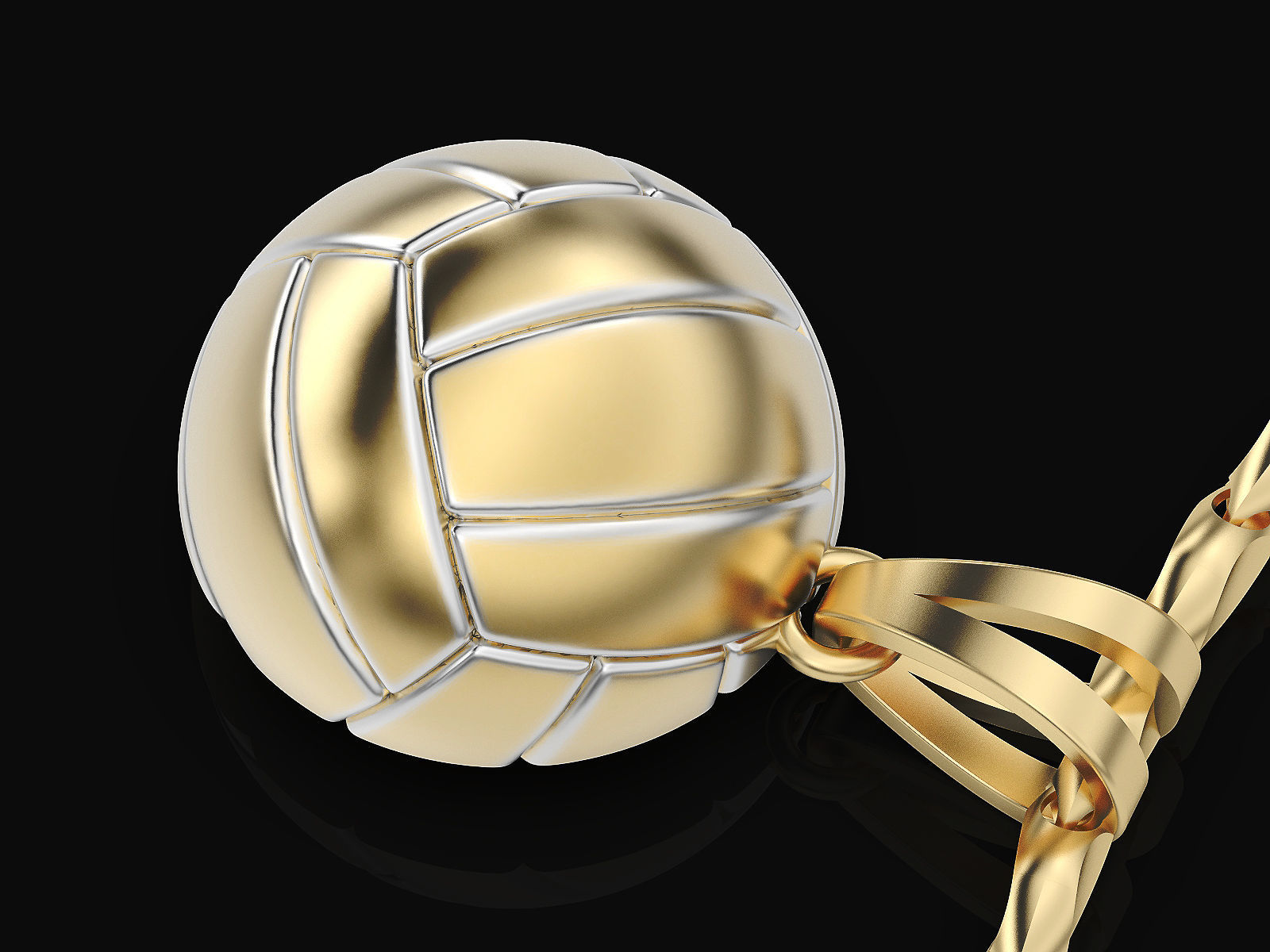 Volleyball Ball Pendant Sculpture jewelry gold 3D print model_2