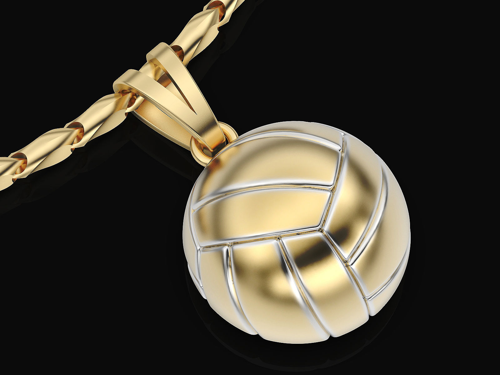 Volleyball Ball Pendant Sculpture jewelry gold 3D print model_1