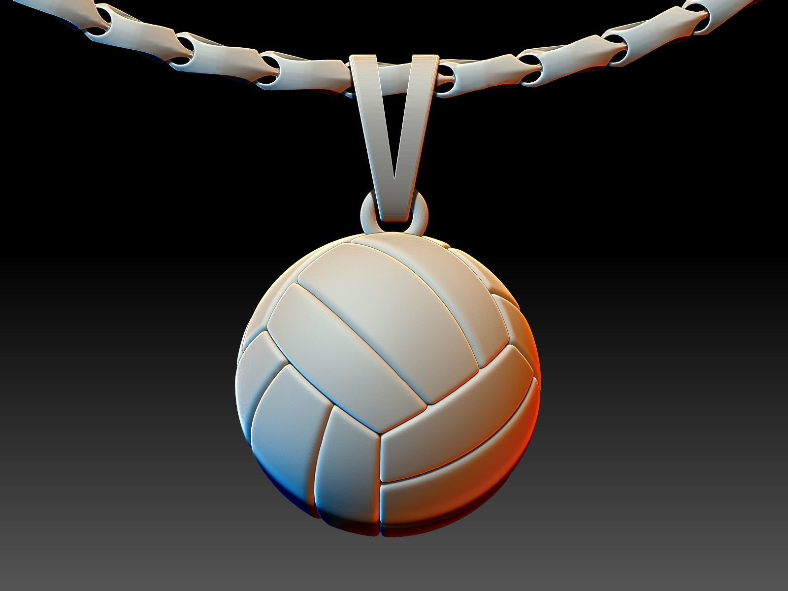 Volleyball Ball Pendant Sculpture jewelry gold 3D print model_4