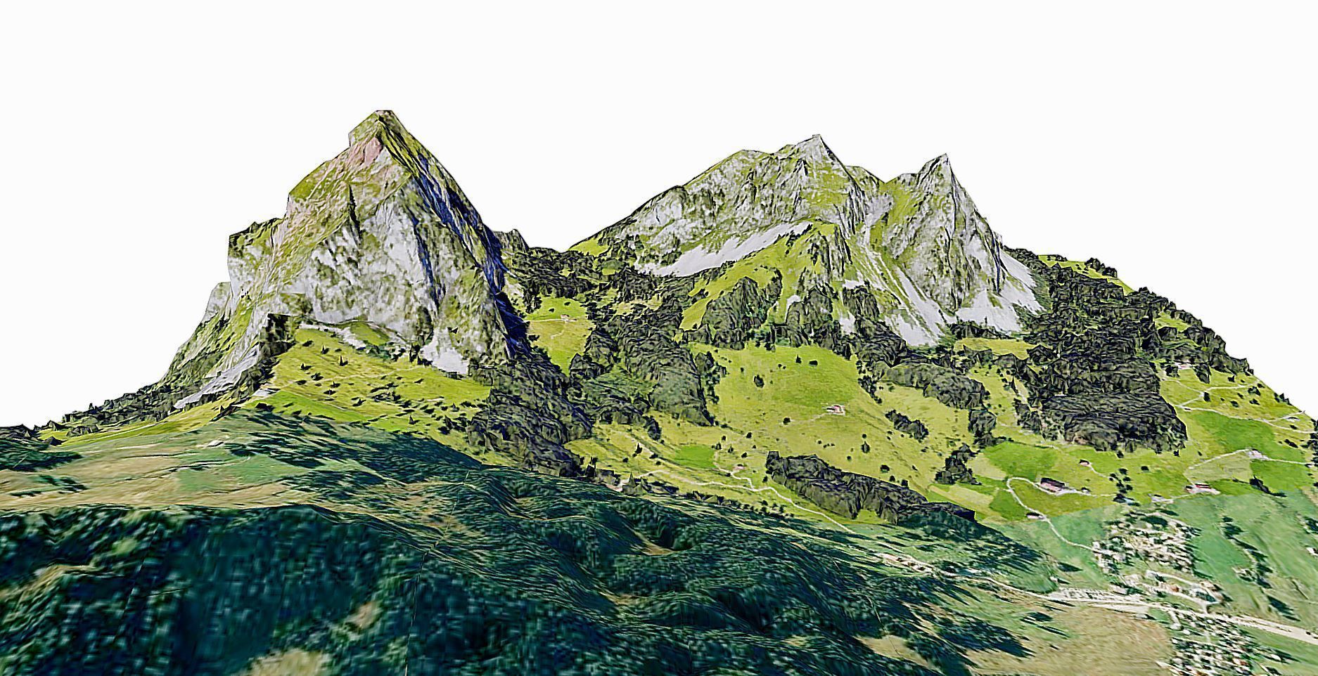 Swiss Alps Mountain Low-poly 3D model_1