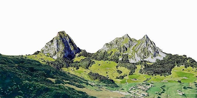 Swiss Alps Mountain Low-poly 3D model