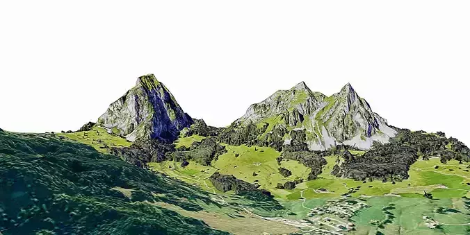 Swiss Alps Mountain Low-poly 3D model