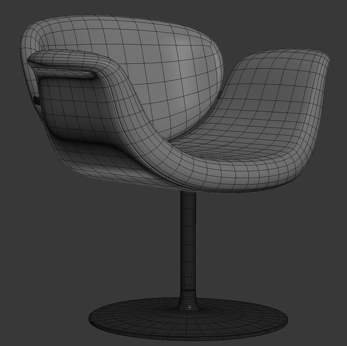 Tulip Midi chair disk by Artifort  Low-poly 3D model_6