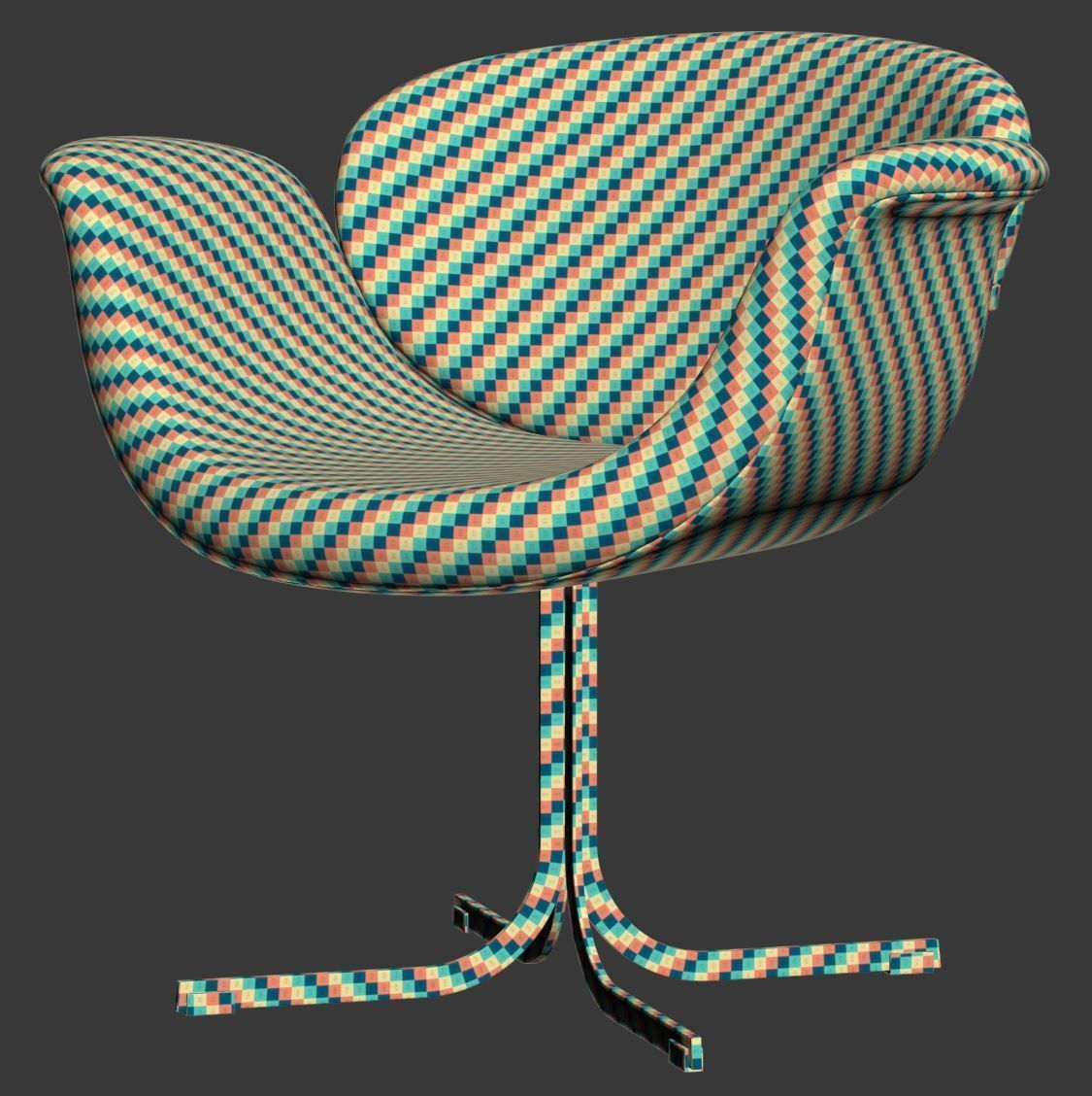 Tulip Midi chair cross-base by Artifort  Low-poly 3D model_7