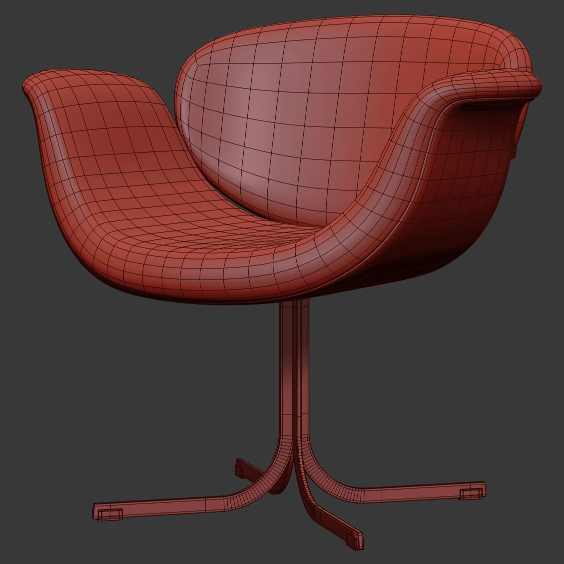 Tulip Midi chair cross-base by Artifort  Low-poly 3D model_6