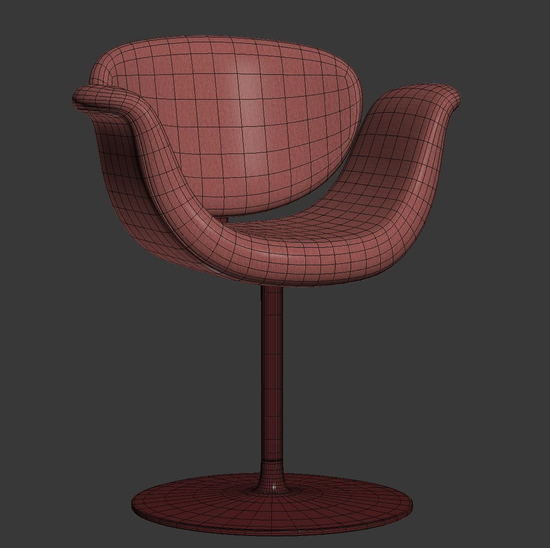 Little Tulip chair disk by Artifort  Low-poly 3D model_6