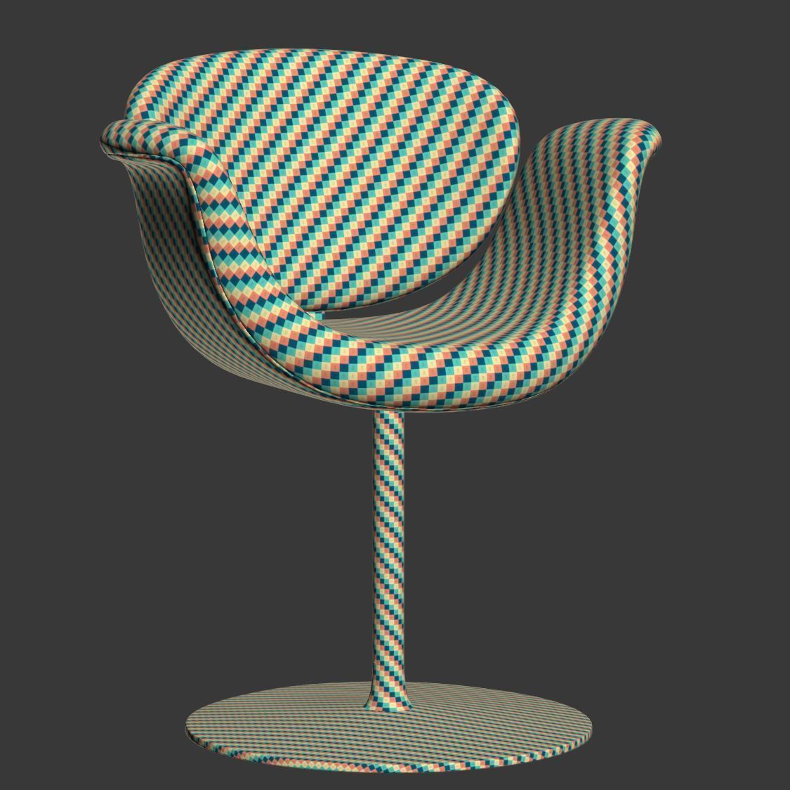 Little Tulip chair disk by Artifort  Low-poly 3D model_7