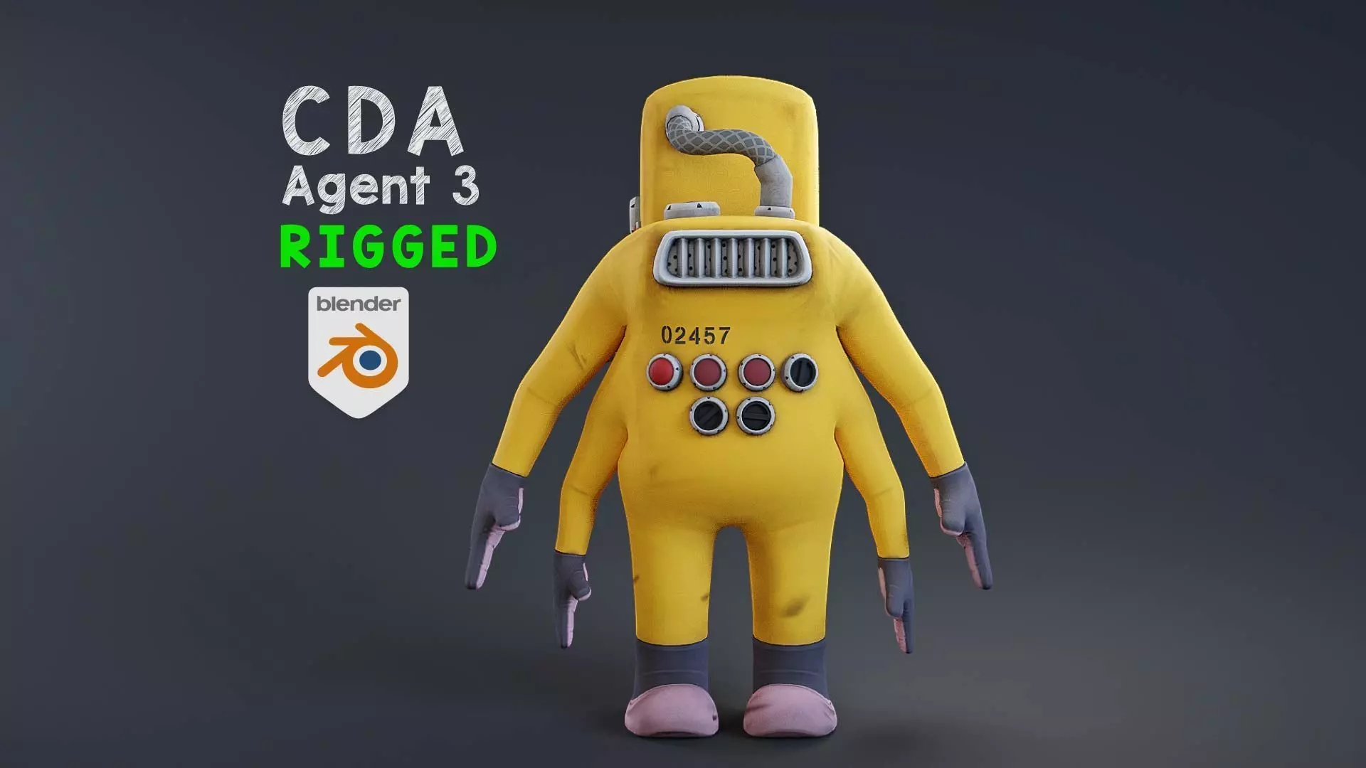 Monster inc - CDA agent 3 rigged 3D model_0