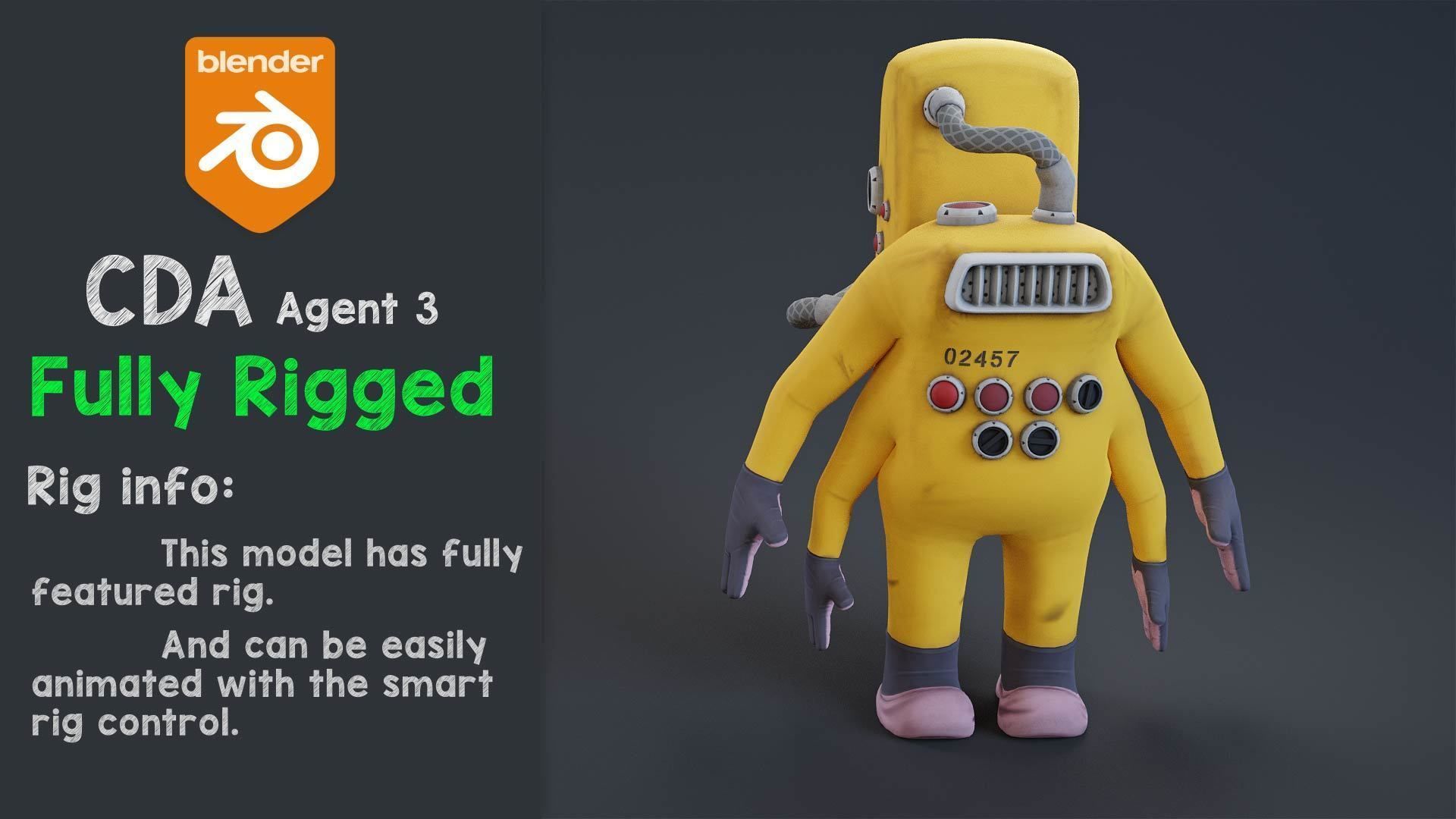 Monster inc - CDA agent 3 rigged 3D model_1