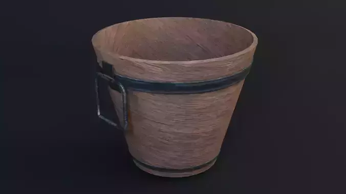 AQUARIUS Game Ready - Low Poly 3D Model wooden cup Low-poly 3D model