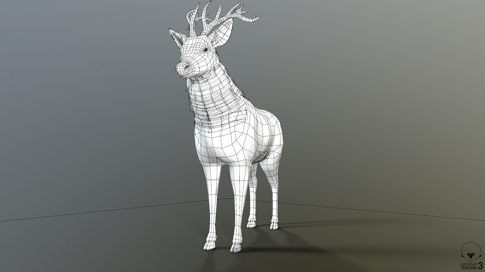 Animated Lowpoly Fur Deer Stag   Low-poly 3D model_37