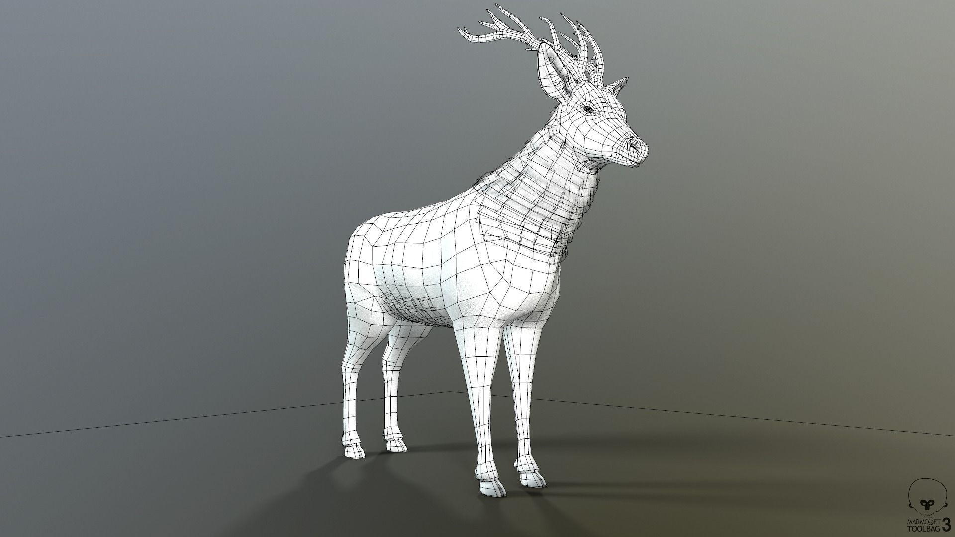 Animated Lowpoly Fur Deer Stag   Low-poly 3D model_40