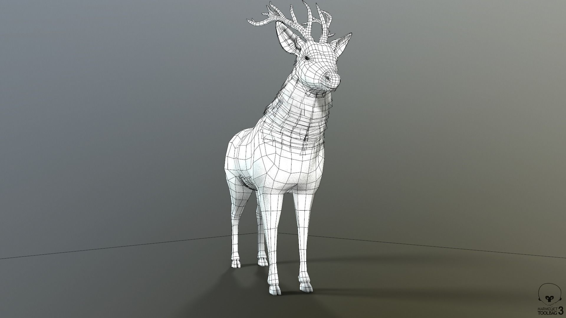 Animated Lowpoly Fur Deer Stag   Low-poly 3D model_39