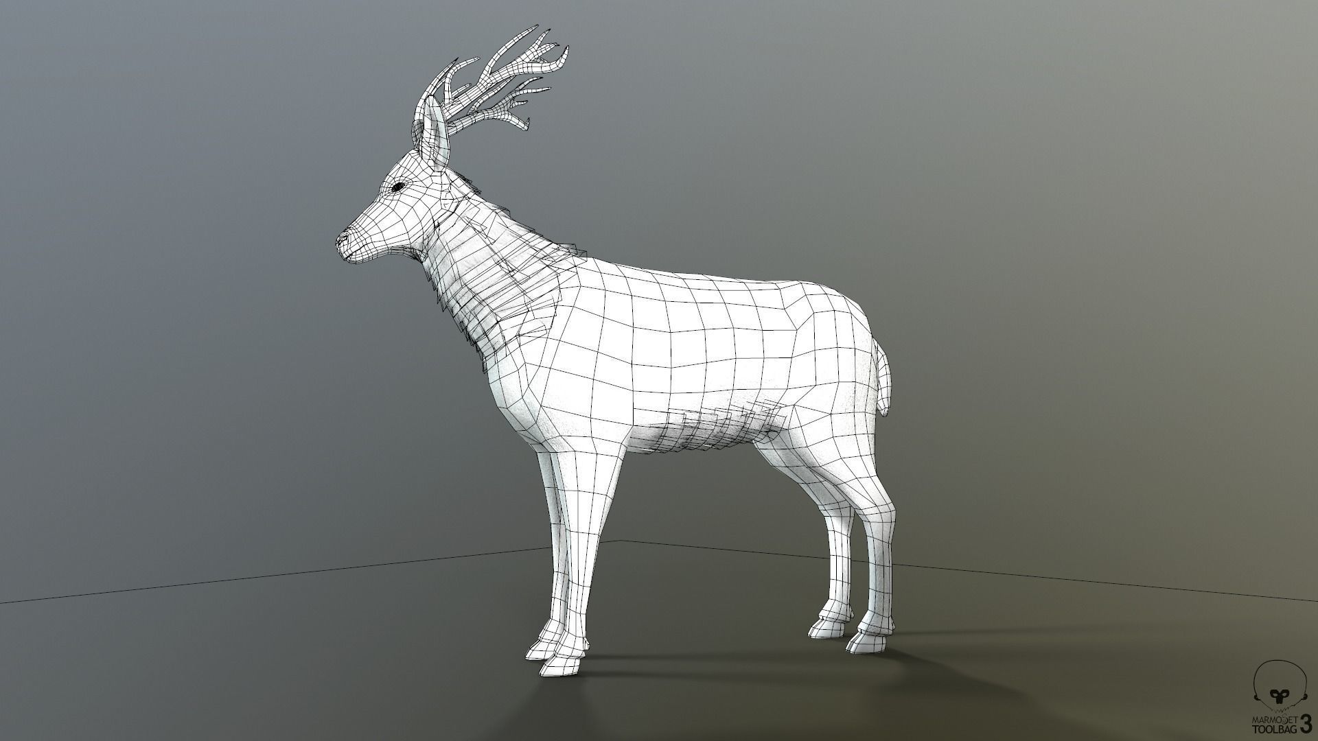 Animated Lowpoly Fur Deer Stag   Low-poly 3D model_52