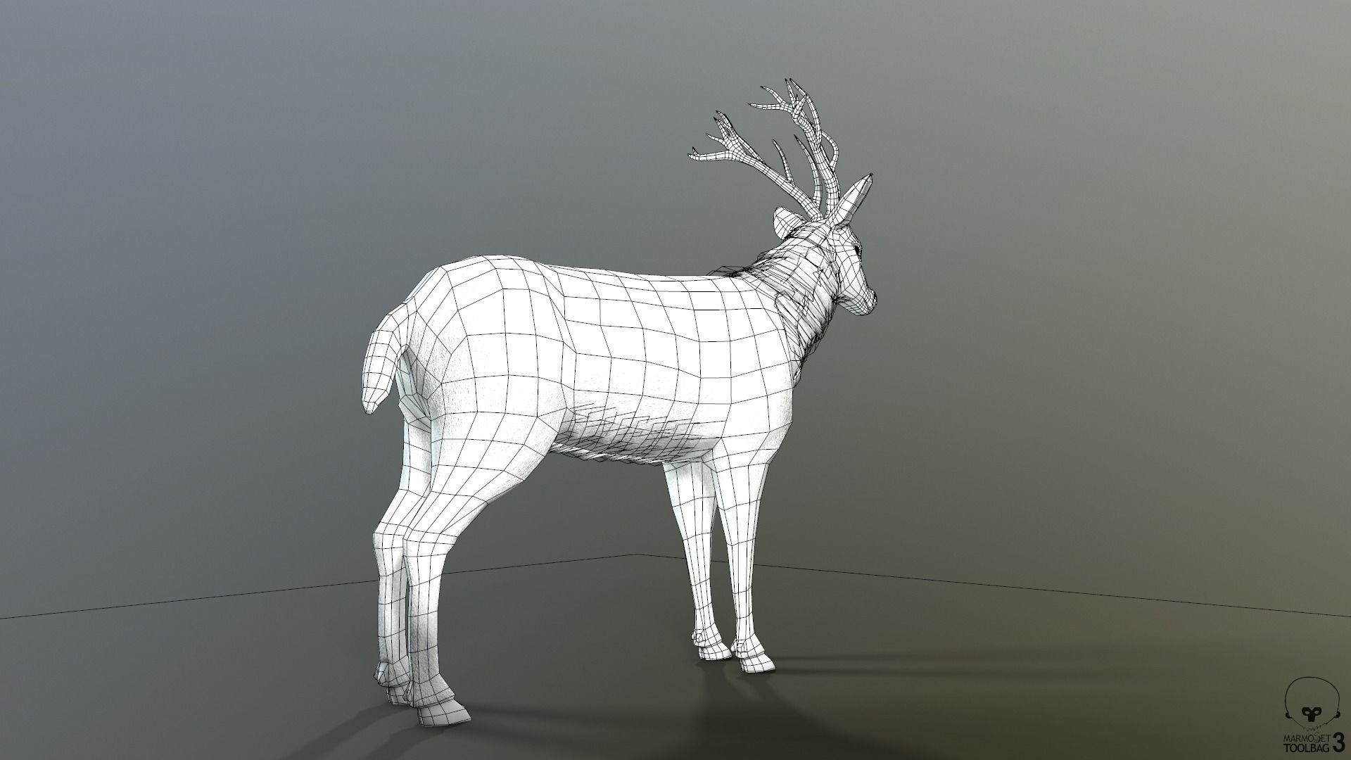 Animated Lowpoly Fur Deer Stag   Low-poly 3D model_44