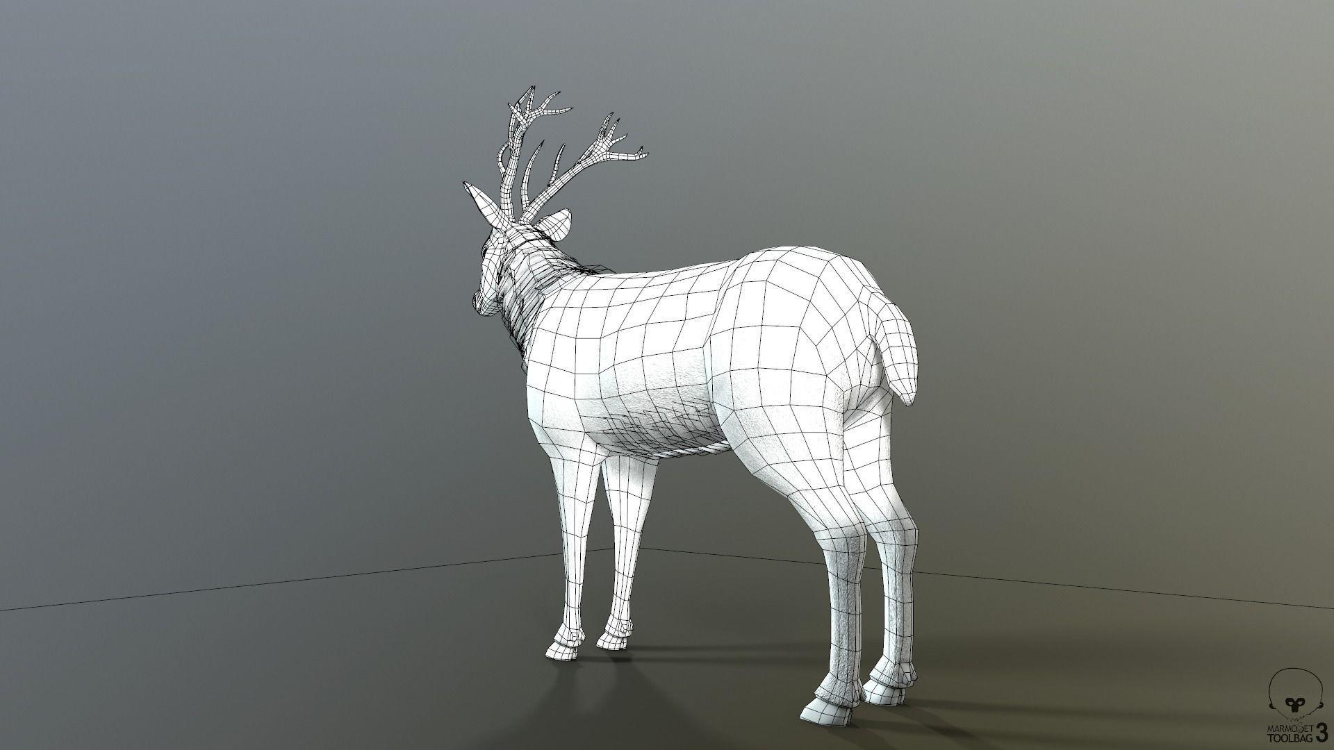 Animated Lowpoly Fur Deer Stag   Low-poly 3D model_49