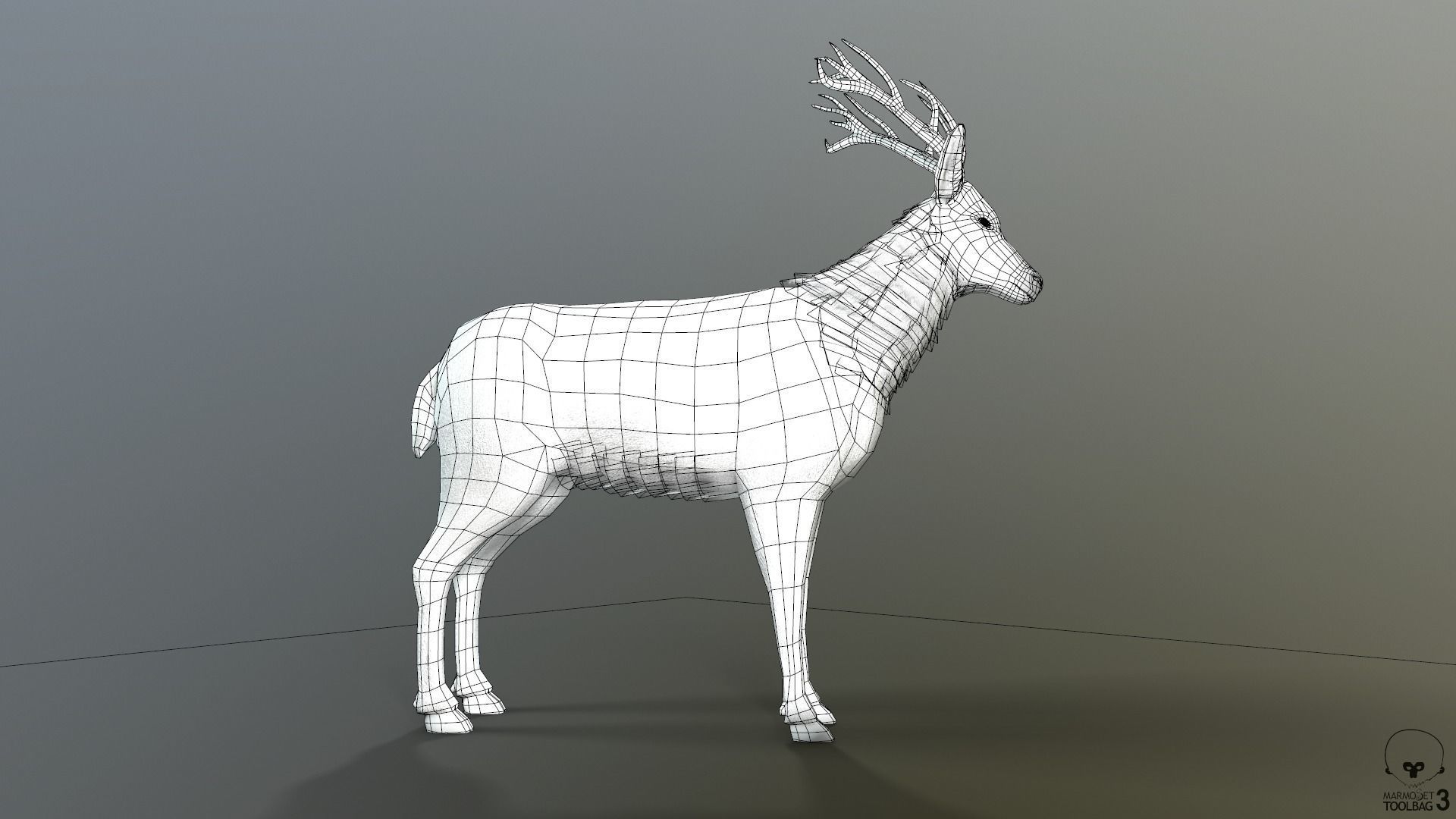Animated Lowpoly Fur Deer Stag   Low-poly 3D model_42
