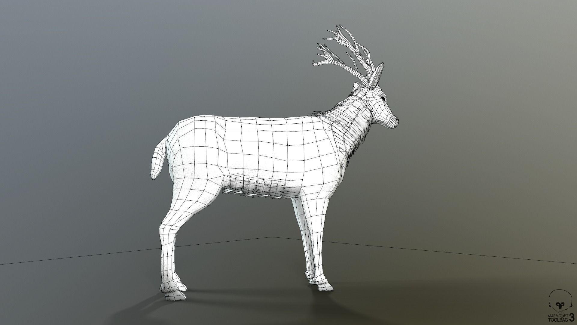 Animated Lowpoly Fur Deer Stag   Low-poly 3D model_43