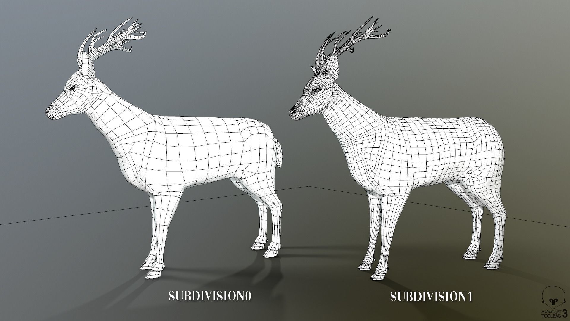 Animated Lowpoly Fur Deer Stag   Low-poly 3D model_10