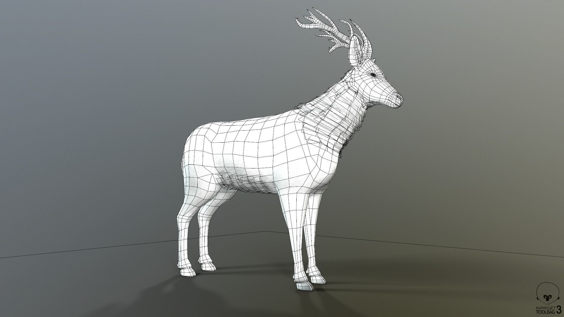 Animated Lowpoly Fur Deer Stag   Low-poly 3D model_41