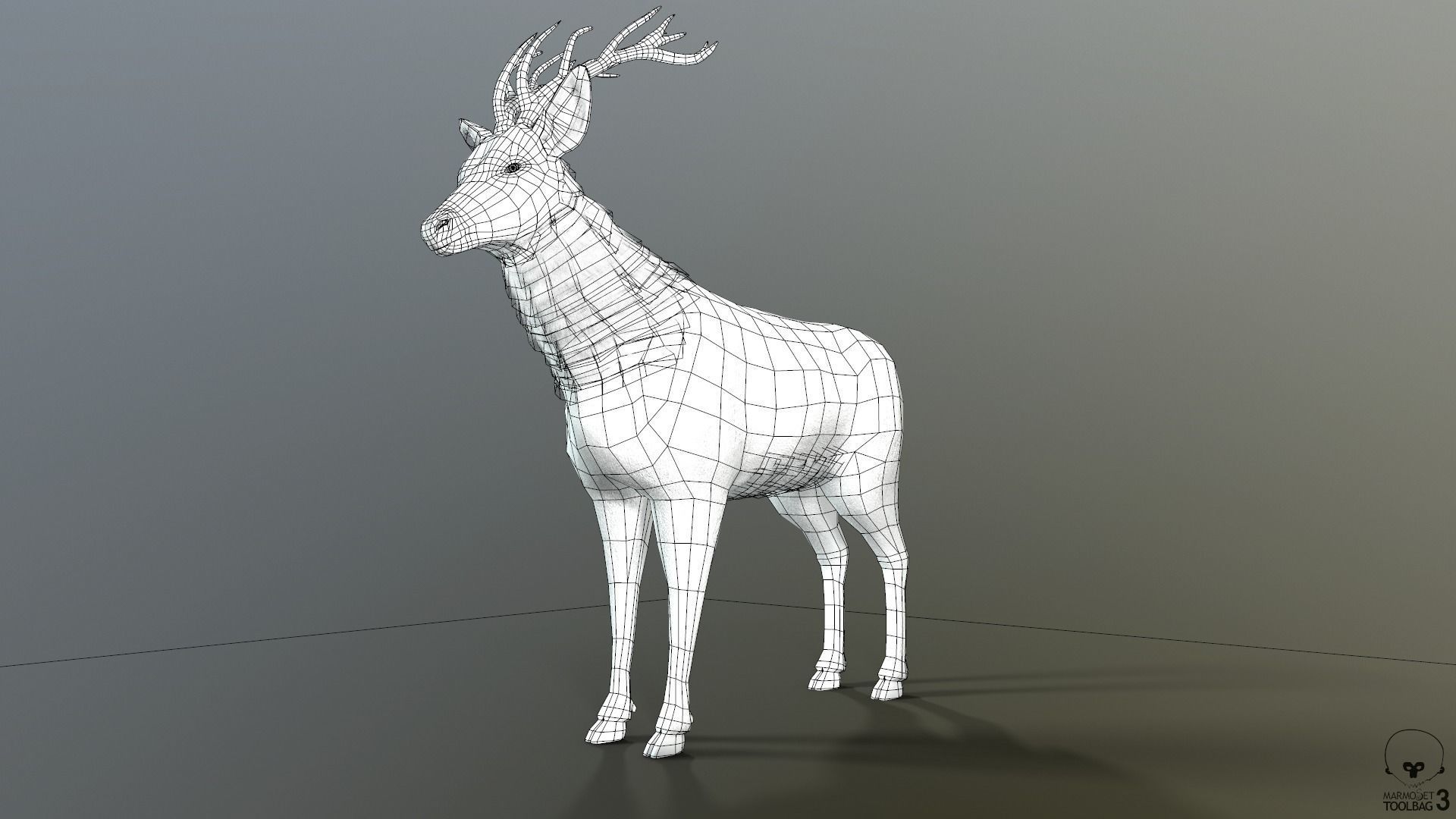 Animated Lowpoly Fur Deer Stag   Low-poly 3D model_36