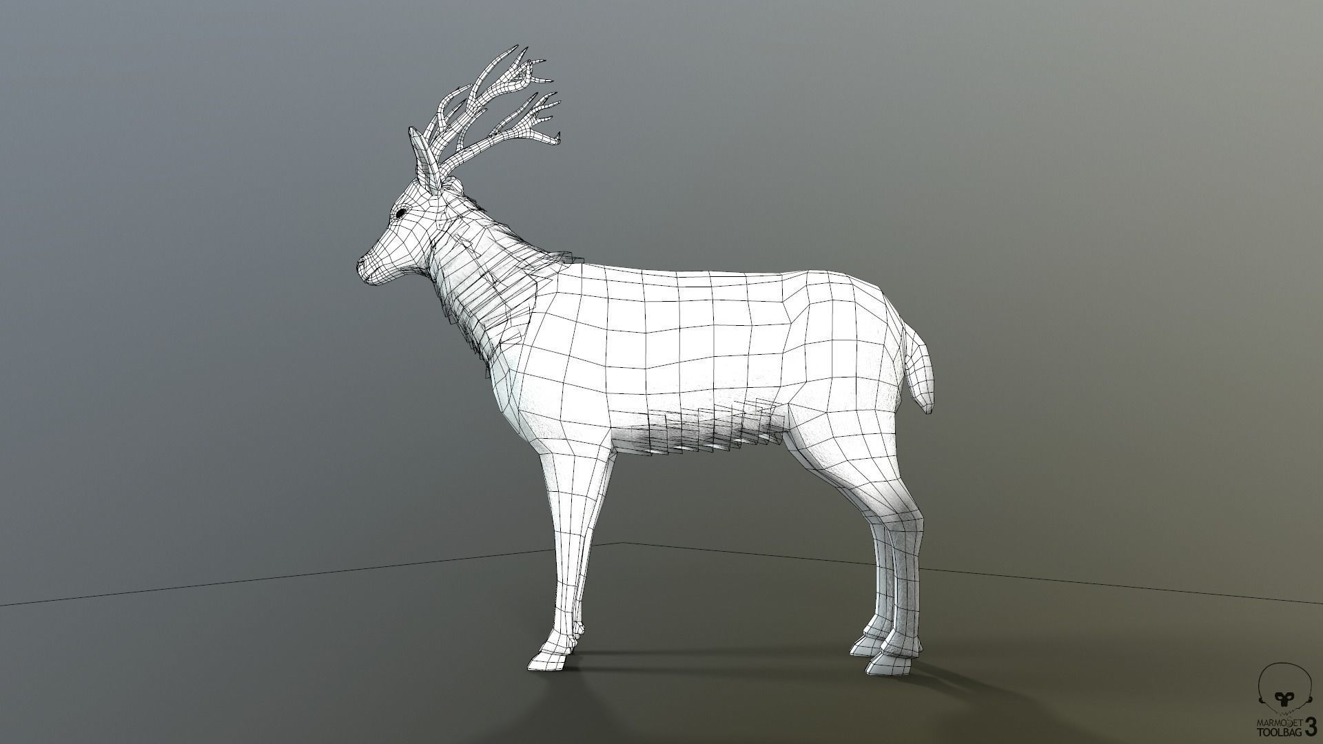 Animated Lowpoly Fur Deer Stag   Low-poly 3D model_51