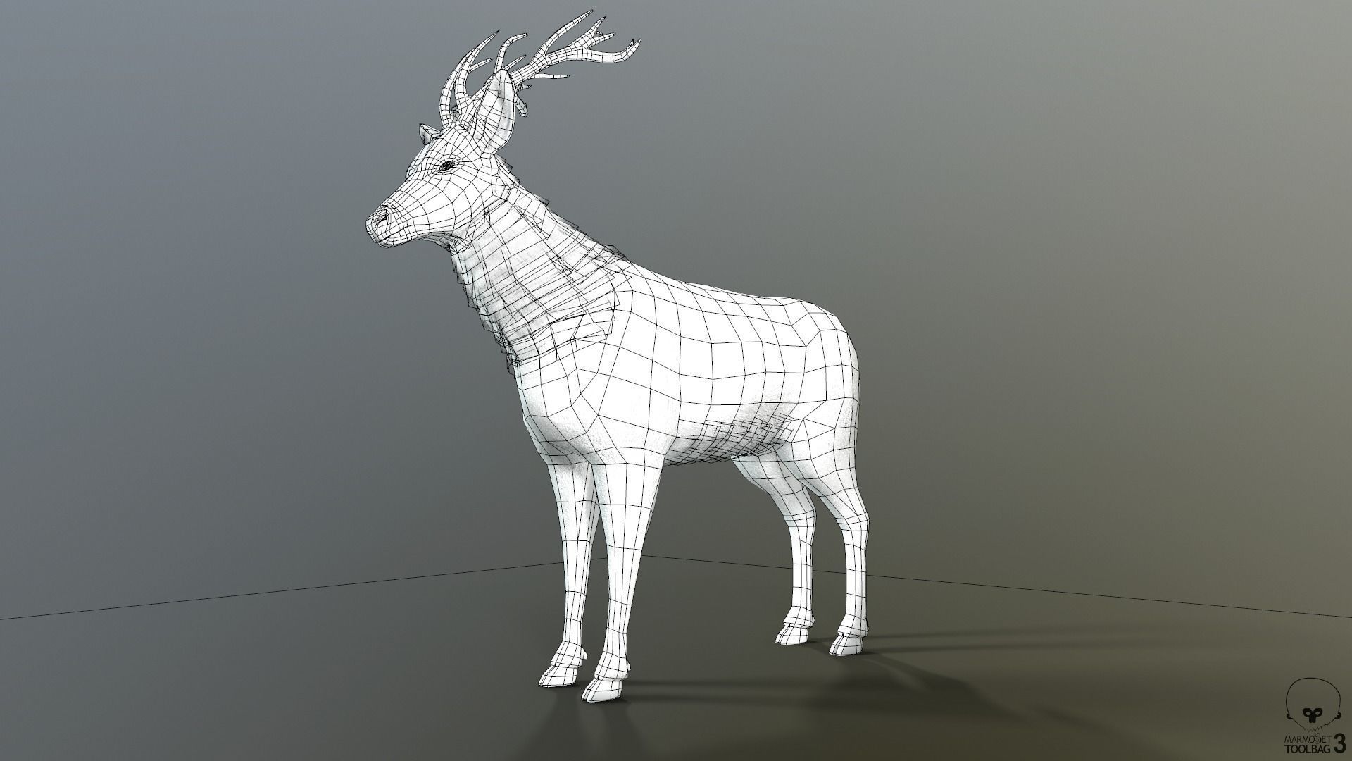 Animated Lowpoly Fur Deer Stag   Low-poly 3D model_53