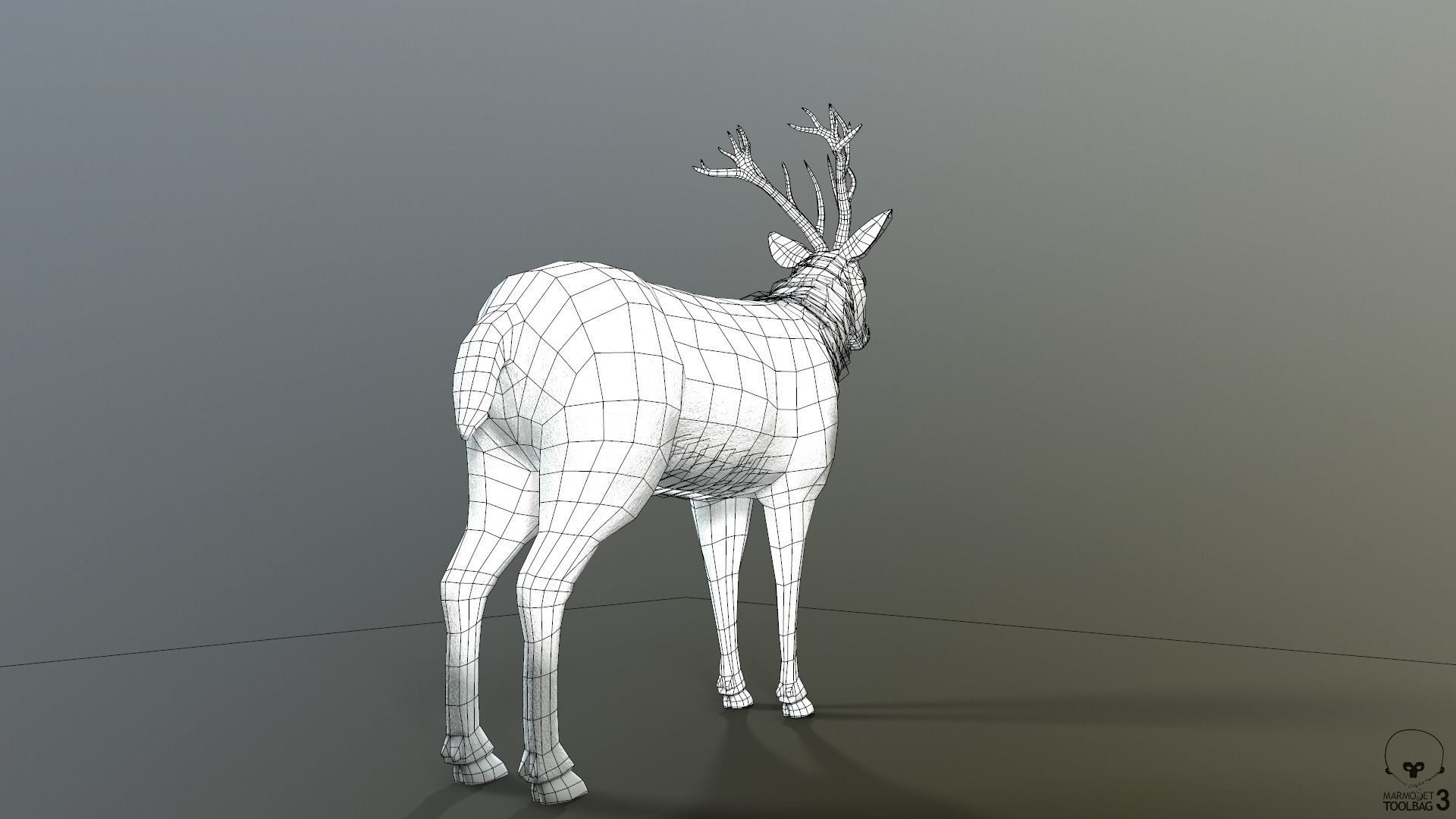 Animated Lowpoly Fur Deer Stag   Low-poly 3D model_45
