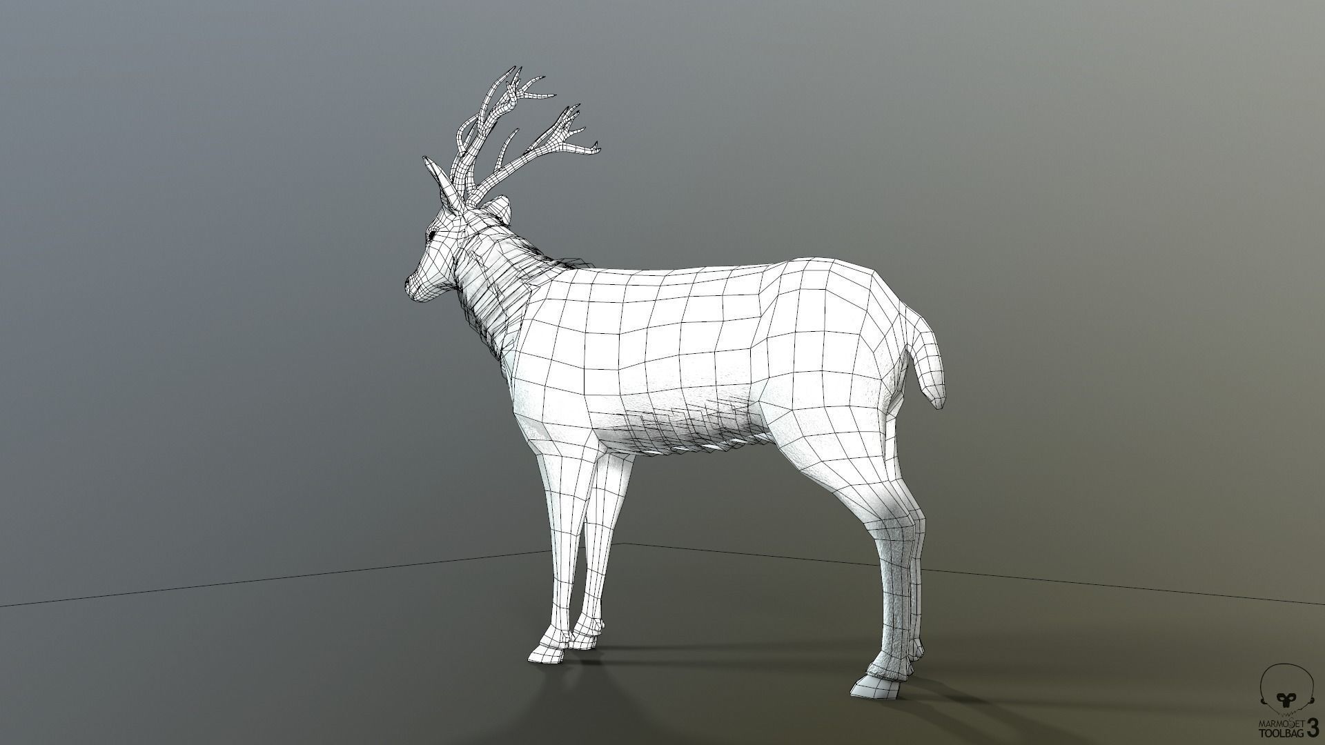 Animated Lowpoly Fur Deer Stag   Low-poly 3D model_50