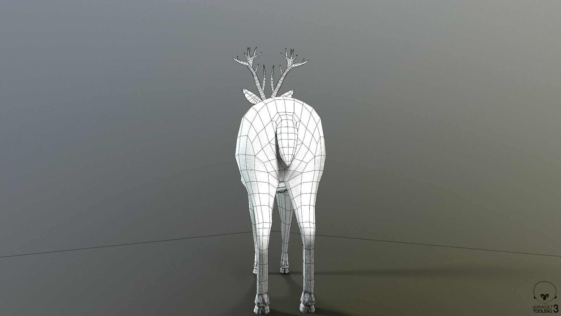 Animated Lowpoly Fur Deer Stag   Low-poly 3D model_47