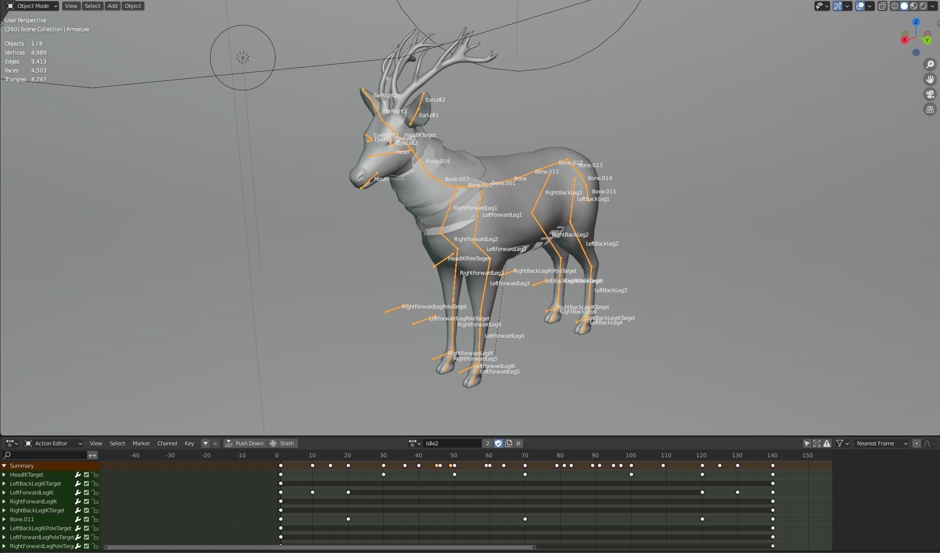 Animated Lowpoly Fur Deer Stag   Low-poly 3D model_17