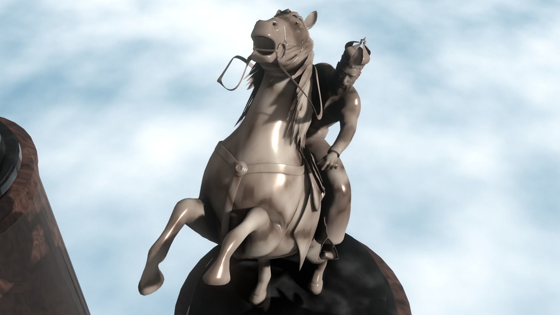 Rider Statue 3D model_7